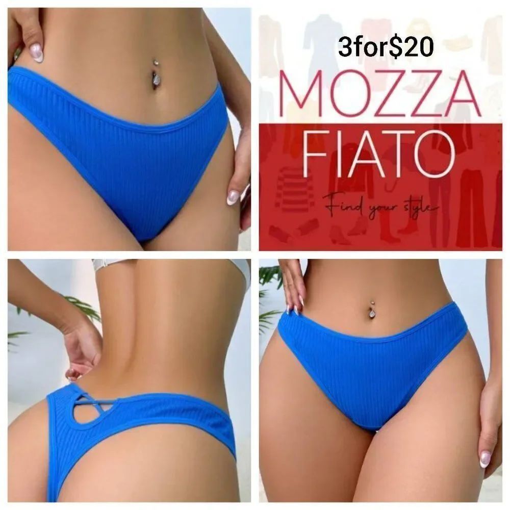 3for$20 NWT Solid Ribbed Knit Thong xl blue